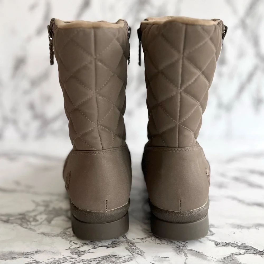 Totes Snow Boots Taupe Quilted Short Waterproof Winter 6